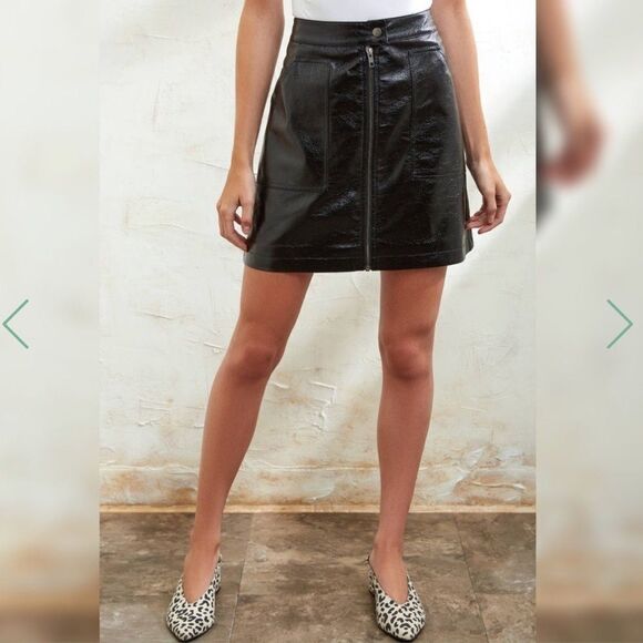 MinkPink Coyote Faux Leather Black Mini Skirt - Picture 7 of 11